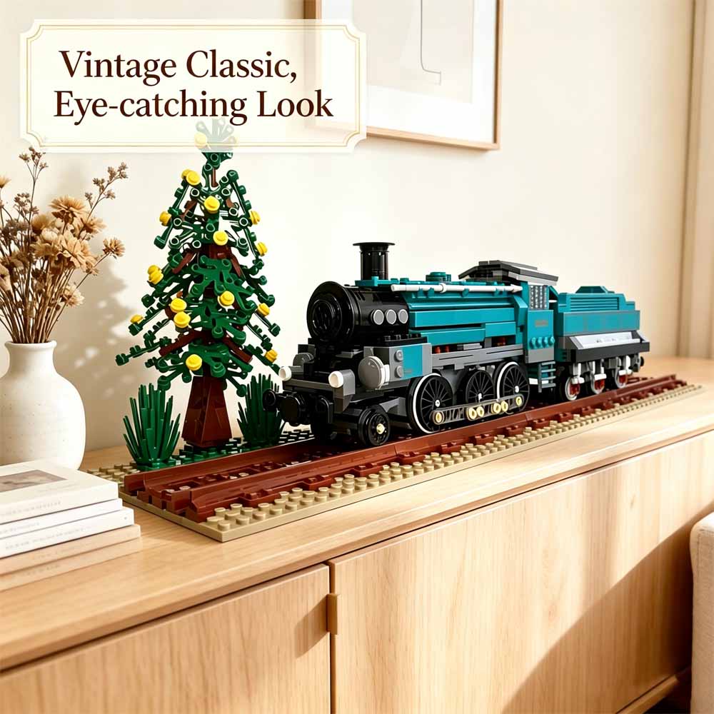 Retro Green Steam Train Buildi - Model Kit Locomotive ulasan dan harga